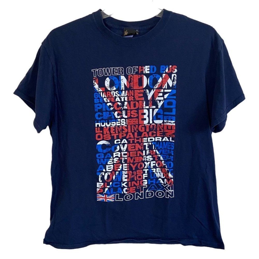 London Big Ben Thames Piccadilly T-Shirt Tshirt T Shirt Tee Large Blue